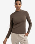Fitted long sleeve top with mock neck