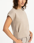 Yaya Jacquard knit top with cap sleeves