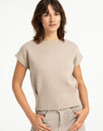 Yaya Jacquard knit top with cap sleeves
