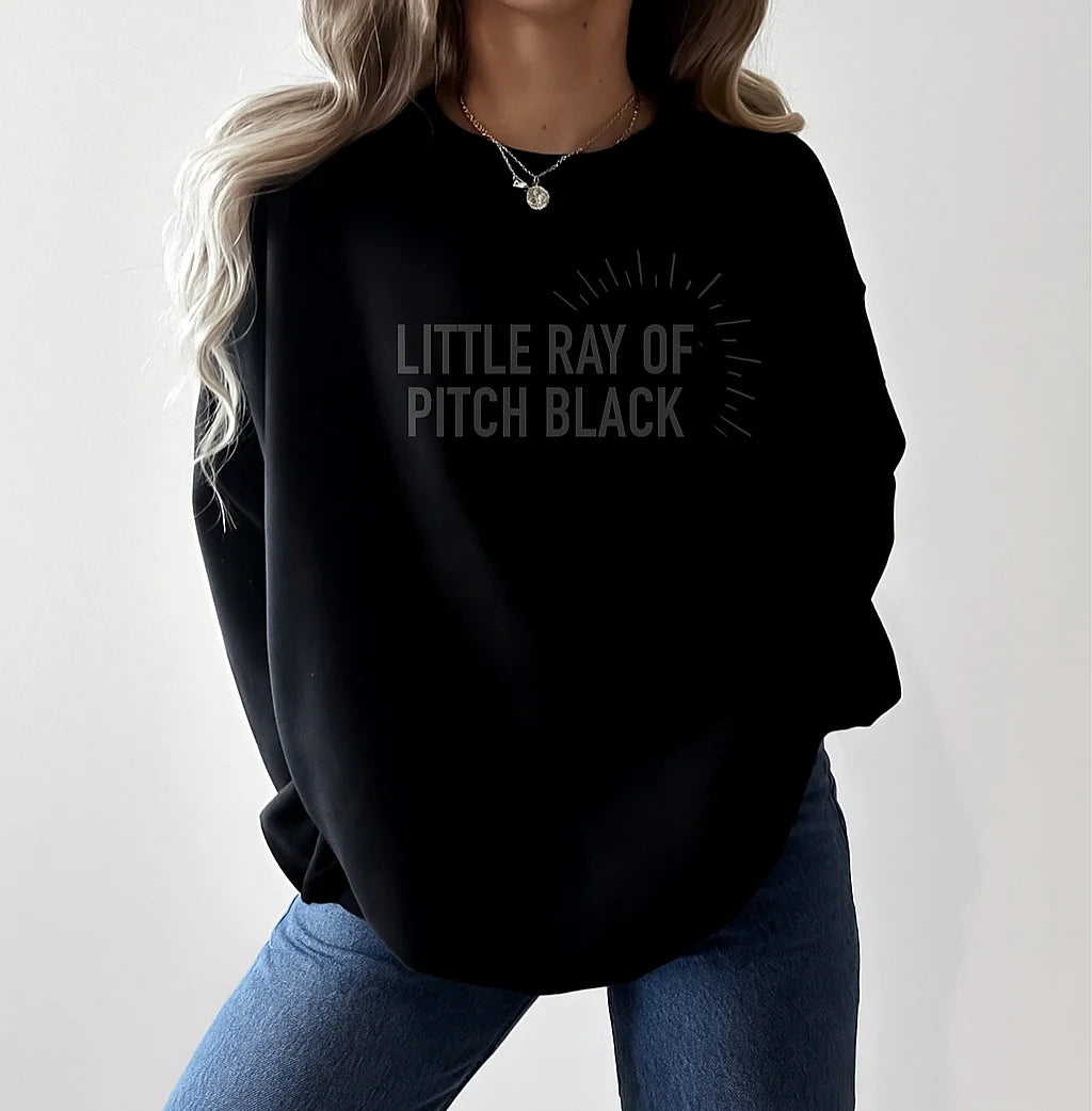 Little Ray of Pitch Black Cozy Crew Neck Sweater