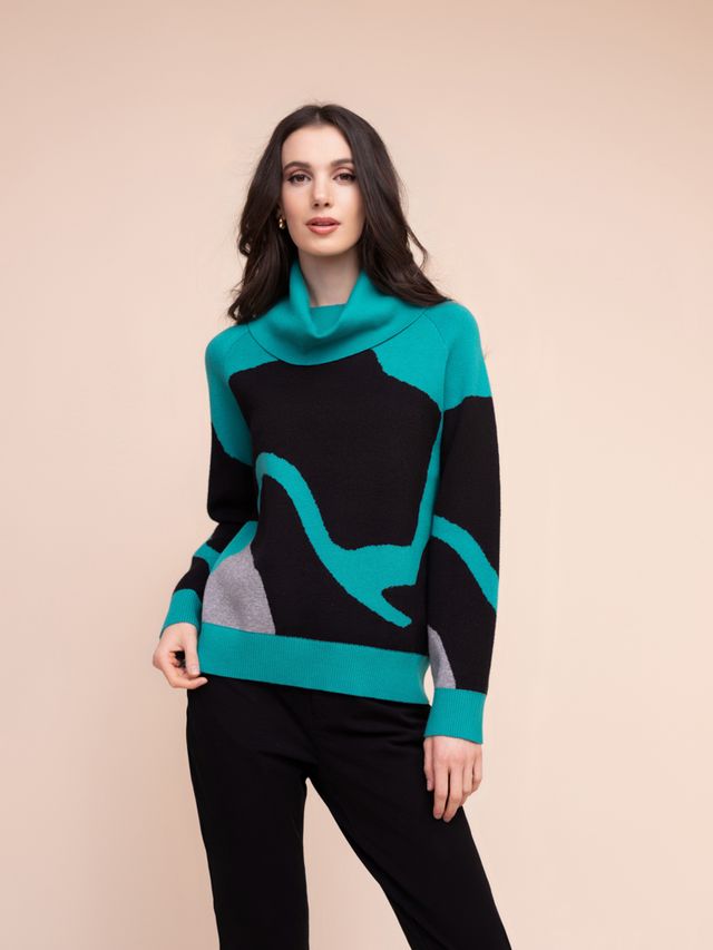 Cowl Neck Teal Pullover