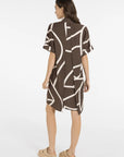 Printed dress with short sleeves and polo collar