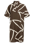Printed dress with short sleeves and polo collar