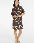 Printed dress with short sleeves and polo collar