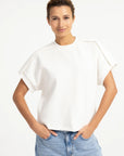 Yaya Sleeveless sweatshirt with pleated shoulder detail