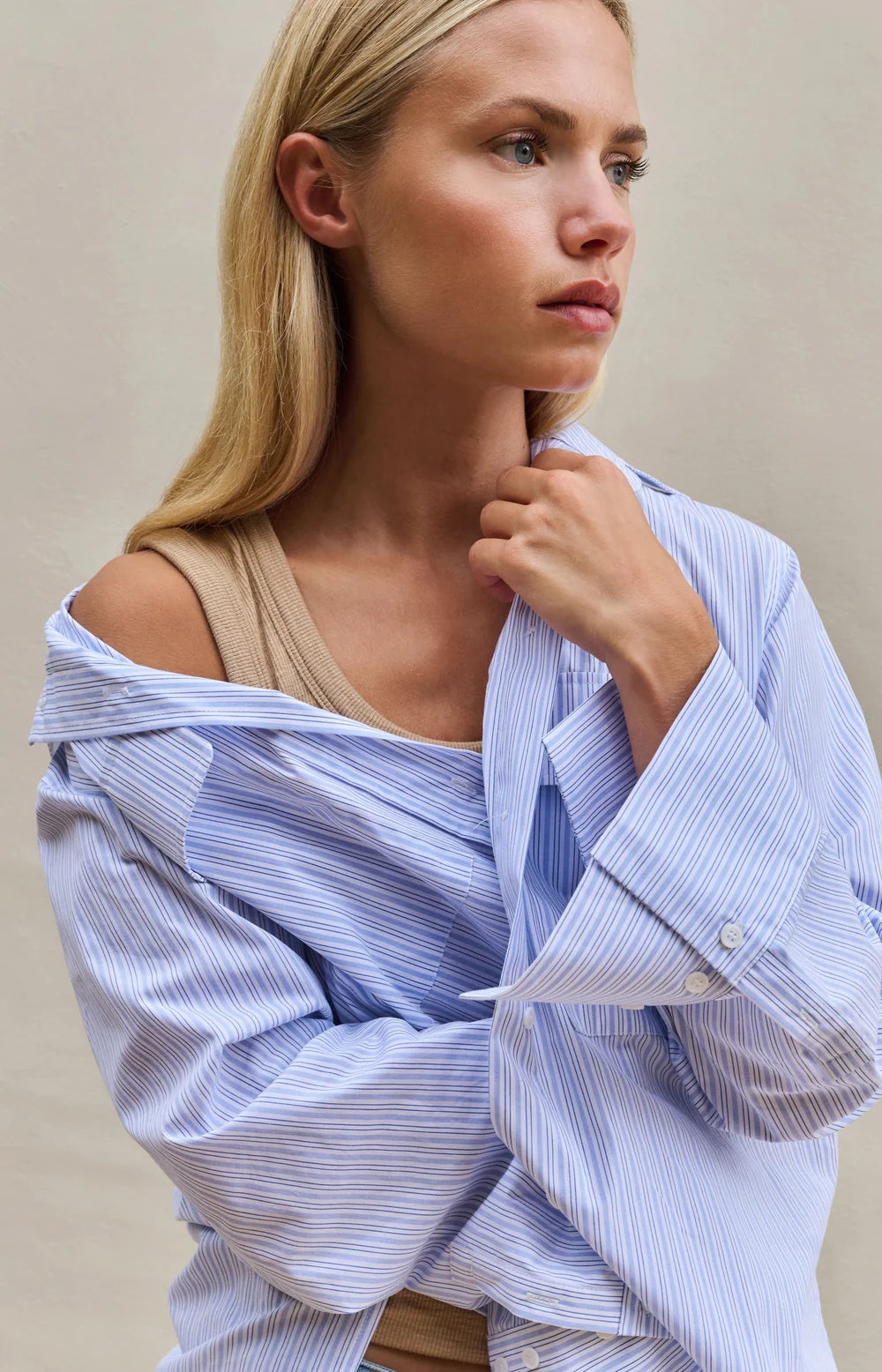 Yaya Striped Boyfriend Shirt With Adjustable Cuff