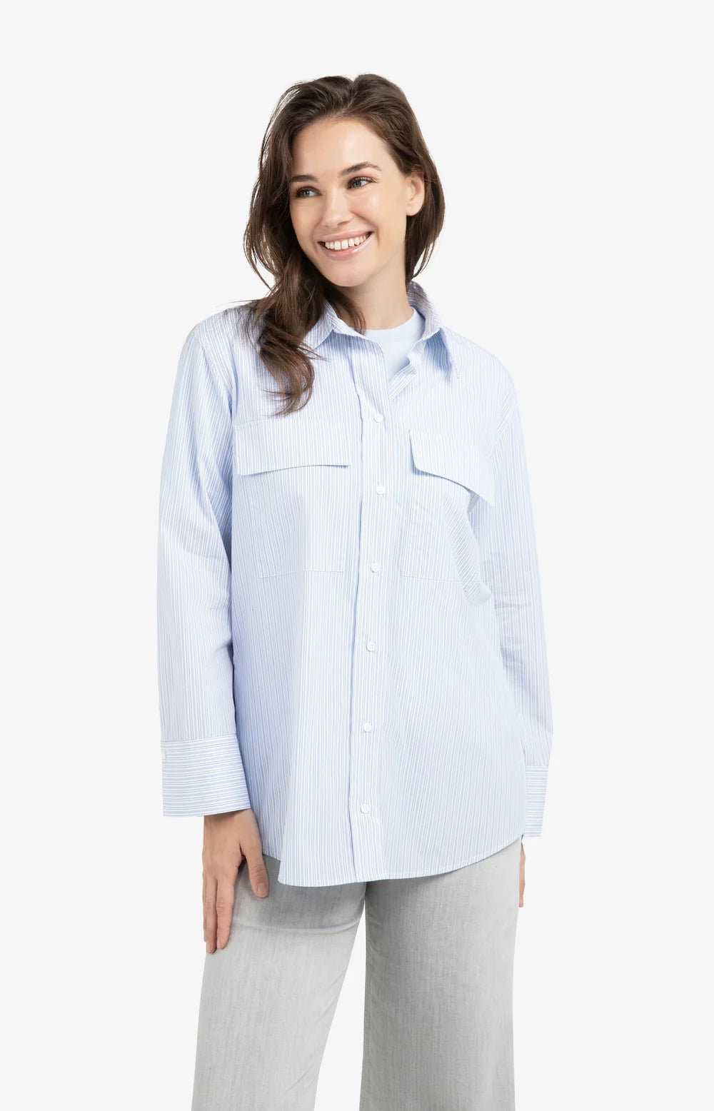 Yaya Striped Boyfriend Shirt With Adjustable Cuff