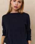Textured knitted sweater with round neckline