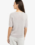 Yaya Textured knitted sweater with short sleeves