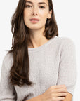 Yaya Textured knitted sweater with short sleeves
