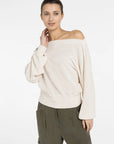 Towel knit sweater with boat neckline